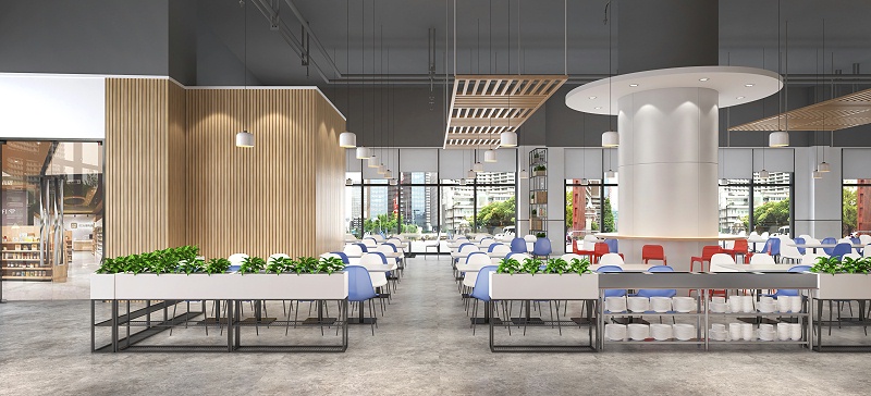 廠房食堂裝修-迪芬尼食堂區域設計效果圖-廠房員工食堂空間裝修案例-文豐裝飾